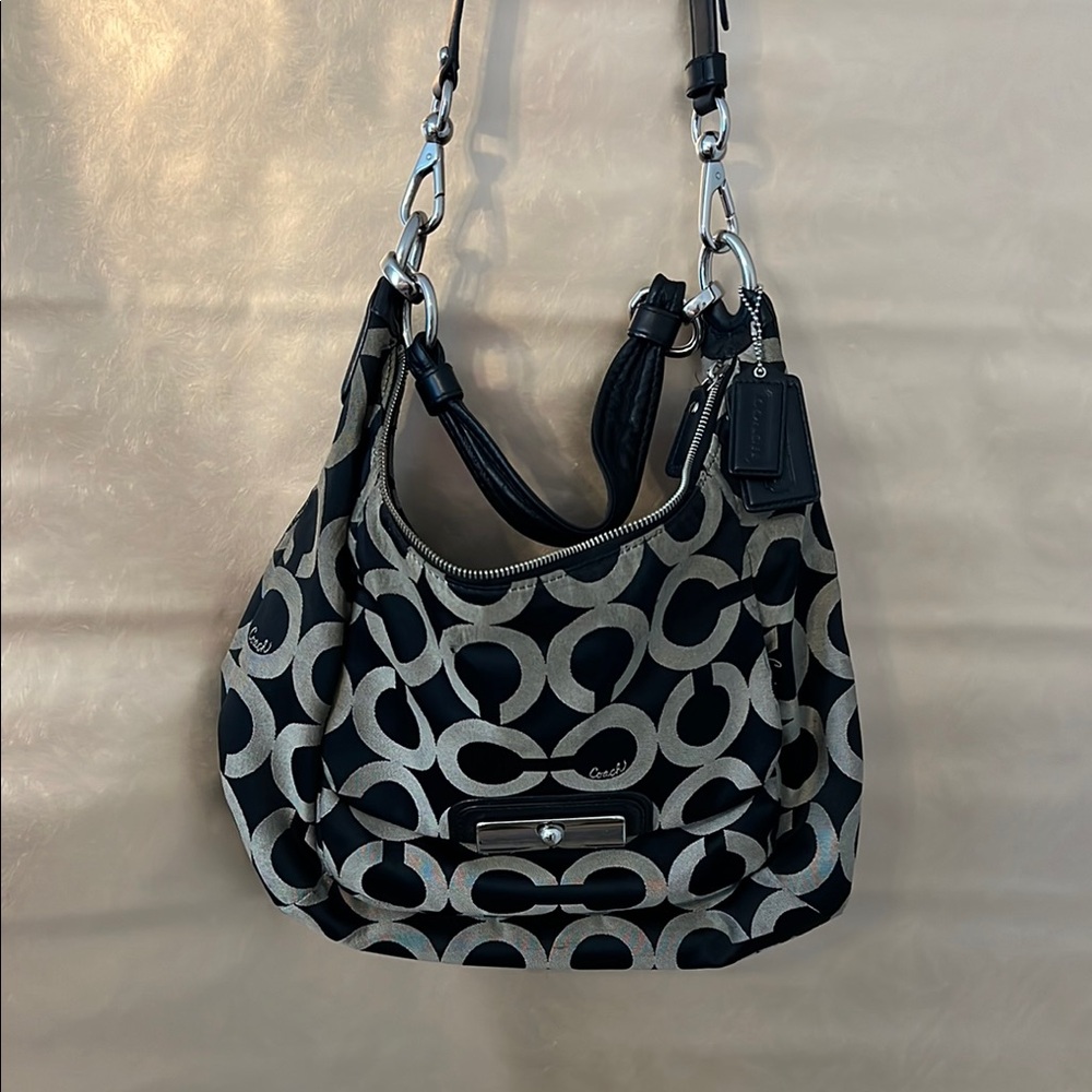 Coach Black and Gray Abstract Shoulder Bag